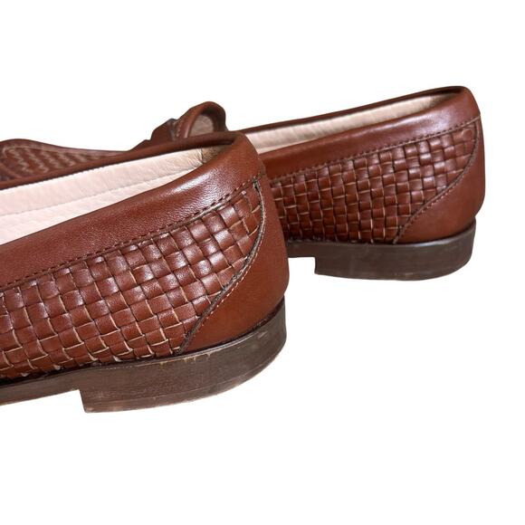 J Crew Winona Brown Woven Leather Penny Loafers Size 8.5 Preppy Classic - Picture 9 of 13